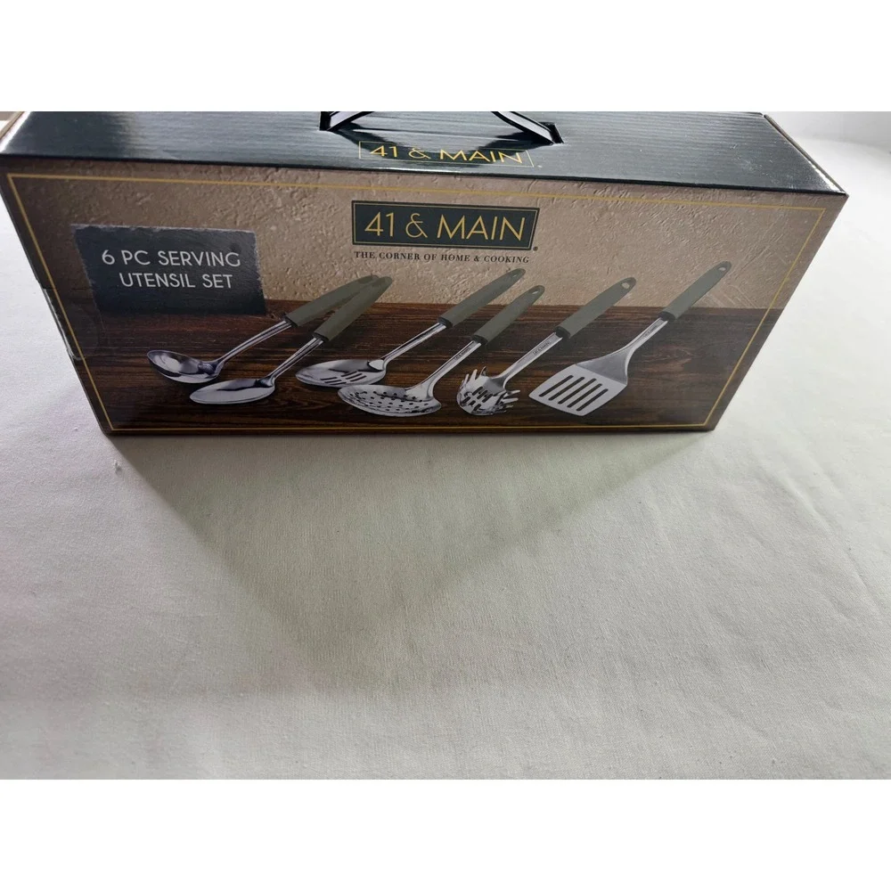 41 & Main 6 Pc Serving Utensil Set Stainless‎ Steel Sage Green 41M-3088-GN